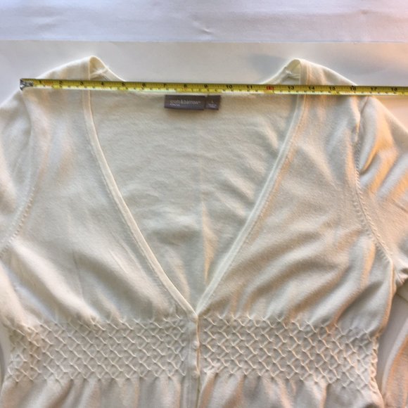 Croft & Barrow Knit Top Cardigan Lightweight Button Front Cream Large - Picture 7 of 10